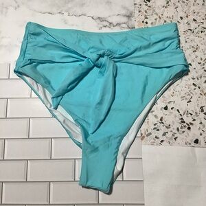 Lulus High Waisted Light Blue Front Tie Bikini Bottoms Size Medium